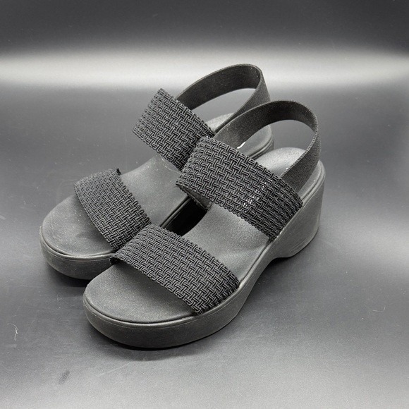 Skechers Shoes - Skechers Cali Luxe Foam Black Wedge Sandals Women‎ Size 8 Elastic Straps